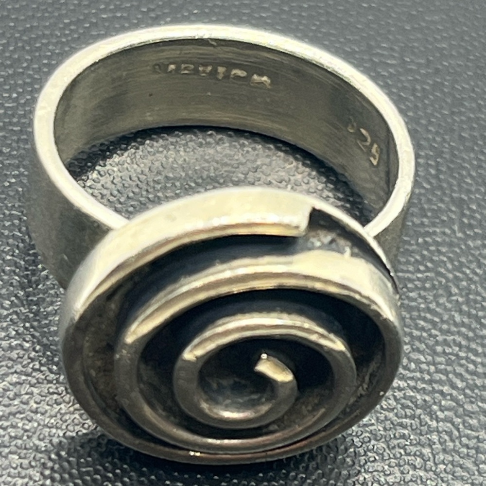 Mexico sterling silver abstract swirl circle wide band ring size 6.75 vintage - Picture 2 of 16